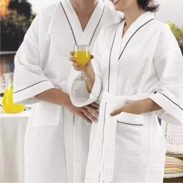 Imagem de Roupão de Banho Teka Golden Linha Hotel Piquet - Tamanho 48, Azul