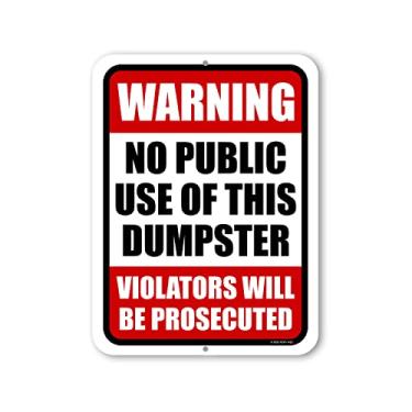 Imagem de Honey Dew Gifts, Aviso sem uso público desta lixeira, 23 cm por 30 cm, poste de placa de metal, placas de quintal, placas de gramado, placas de aviso, sem placas de dumping, propriedade privada, HDG