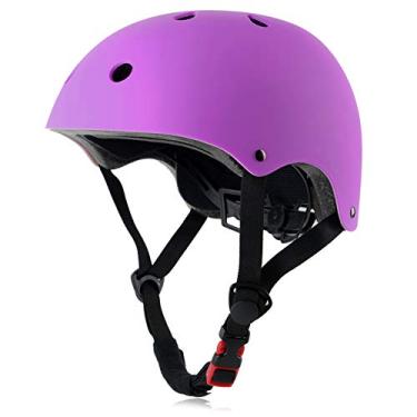 Imagem de OUWOR Capacete infantil de skate para meninos e meninas, leve ajustável, multiesportivo para bicicleta, patinete (roxo, pequeno)
