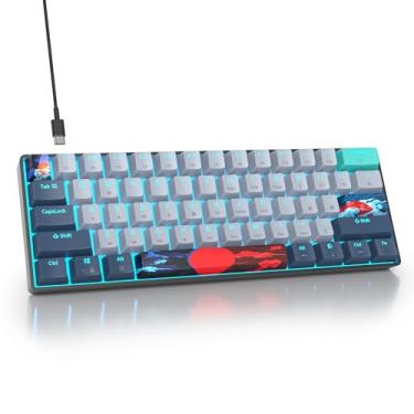 Imagem de surmen Teclado mecânico para jogos 60% com fio, 61 teclas retroiluminadas, ultracompacto, 60% com interruptor vermelho linear para PC/Mac Gamer, digitador (61 Shark)