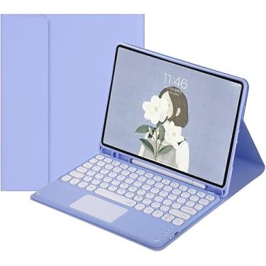 Imagem de Capa com teclado sensível ao toque para Galaxy Tab S9 FE+/Tab S10+/Tab S9+/S8+/S7+/S7 FE 12,4 polegadas, capa com teclado removível touchpad-Roxo