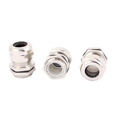 Imagem de Uxcell 3 peças PG13,5 cabo Gland aço inoxidável à prova d'água conector prendedor Locknut Stuffing para 6-12 mm fio de diâmetro