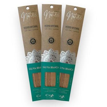 Imagem de Kit com 3 Incensos Naturais e Artesanais Vareta Nature Sálvia Branca