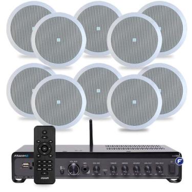 Imagem de Kit Som Ambiente Area Gourmet Com 10 Arandelas Jbl + Bluetooth Entrada