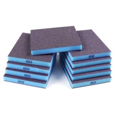 Imagem de TRULYWIN 10 peças de esponja de lixa de 60 grãos, almofadas de lixa de espuma macia, bloco de lixamento manual, lixa de 60 grãos, lixa seca úmida para madeira, drywall, modelo, automotivo, metal
