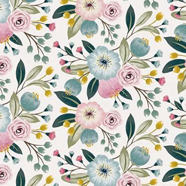Imagem de Papel De Parede 12m Adesivo Lavável Azul Rosa Floral Fácil