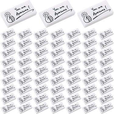 Imagem de Borrachas de lápis brancas You Are Awesome Borrachas de bloco pequeno inspiradoras borrachas em massa borracha legal para estudantes artistas professores casa sala de aula escola escritório escrita desenho (200 peças)