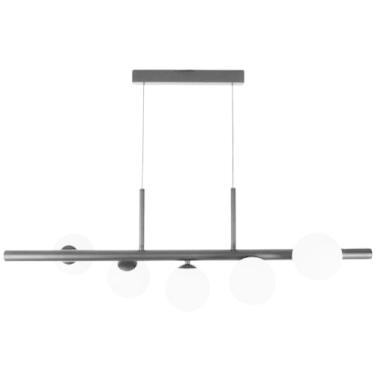 Imagem de Pendente Jabuticaba Moderno 99cm 5 Globos LED G9 Alumínio Preto Fio Regulável 2m Decoração Residencial