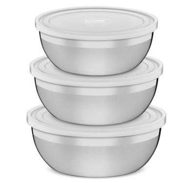 Imagem de Conjunto De Potes Tramontina 64220210 Em Aço Inox E Plástico - 3 Peças Alumínio