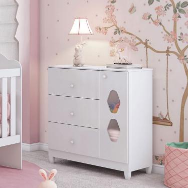 Imagem de Cômoda Infantil Lolly Branco 1 Porta 4 Gavetas