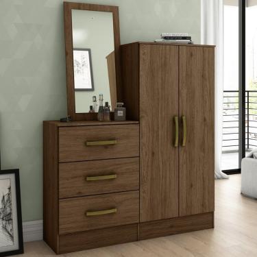 Imagem de Cômoda Multiuso 2 Portas 3 Gavetas Liza Briz Castanho Hp