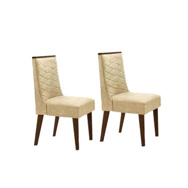 Imagem de Cadeira Sala de Jantar Dafne Luxo Madeira Kit Capuccino Linho Turim