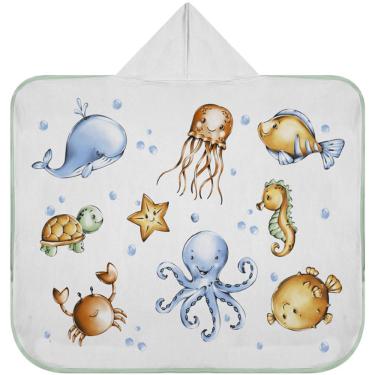 Imagem de Toalha Baby C/ Capuz Tecebem Estampada Kinder Olga Verde