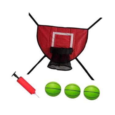Imagem de UGPLM Conjunto de cesta de basquete com trampolim com 3 mini bolas e 1 bomba, gol de basquete macio, Basquete Verde