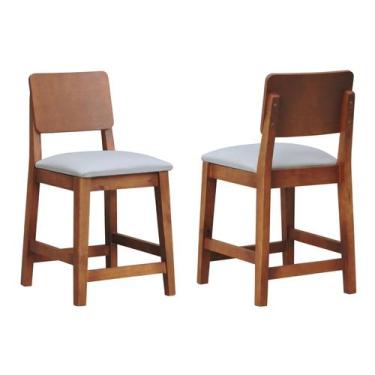 Imagem de Kit 2 Banqueta Baixa/Cadeiras Lyon Madeira Encosto Anatômico Assento E