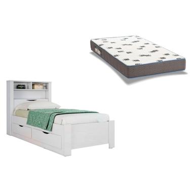 Imagem de Colchão Solteiro Light D33 Ortobom + Cama Invicta c/ 2 Gavetas Branco