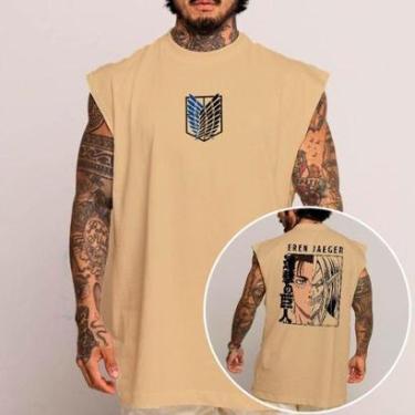 Imagem de Camiseta Regata Algodão Machão Oversized Abstract Eren Jaeger Attack On Titan Anime-Unissex