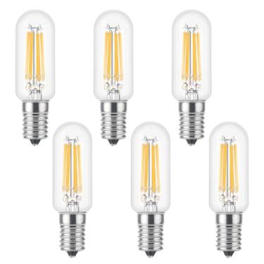 Imagem de DiCUNO Lâmpada De Filamento Tubular Led E17, Base Intermediária, Luz Branca Quente 2700K, 40W, Substituição Para Sinalização Saída, Geladeira, Freezer, 400Lm, Pacote Com 6