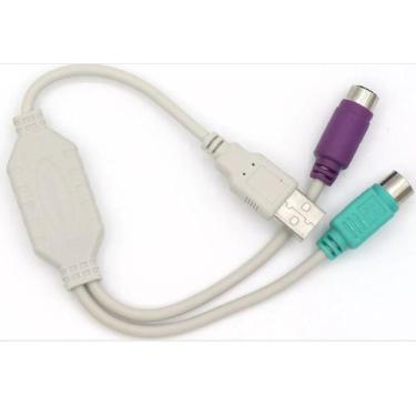Imagem de Cabo USB A Macho x PS2 2x Fêmea P/ PC Saída Antiga Din 20cm - Rontek