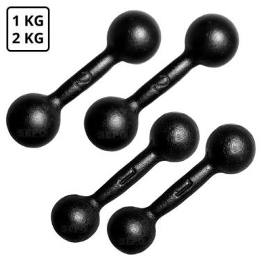 Imagem de Kit Halteres de Ferro Fundido Pintado Pares de 1Kg e 2Kg - SEPO