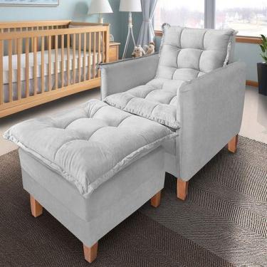 Imagem de Poltrona Sofá Cama Para Amamentação Com Puff Bz Home Decor, Cinza