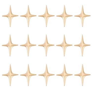 Imagem de HOBBIESAY Broche de estrela, 15 peças, broches de estrela de quatro pontas, liga polida, broches simples, geométricos, estrelas, alfinetes, lapela para bricolage, chapéus, bolsas, vestidos, acessórios