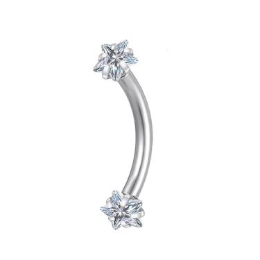 Imagem de FLORA PIERCING MINIBARBELL CURVO ESTRELA PRATA 925 ROSCA INTERNA 1.2X8X3