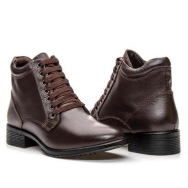 Imagem de Bota Coturno Feminina Casual Inverno Couro Natural Confortável e Versátil-Feminino