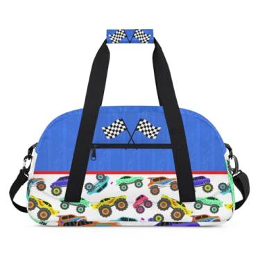 Imagem de Bolsa esportiva infantil para meninos – bolsa esportiva de ginástica, bolsa de viagem, leve, resistente à água, bolsa de fim de semana para treino, escola, festa do pijama, Carro de corrida, Large