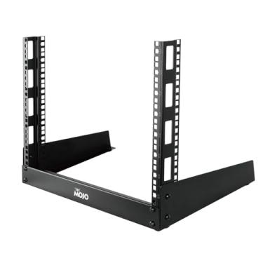 Imagem de Tecmojo Rack de corte de mesa de 2 postes 8U pequeno rack de estrutura aberta para equipamento AV/dados/áudio/estúdio de 48 cm para casa/escritório, furo quadrado