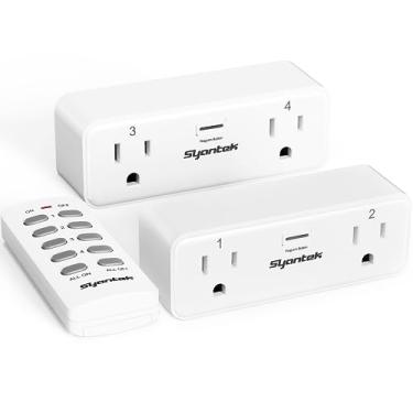 Imagem de Remote Control Outlet with 2 Independent Control Sockets, Wireless Remote Light Switch Set, Remote Outlet Plug Up to 100 FT Range, FCC Certified, 15A/1875W, White (2 Outlets + 1 Remote)