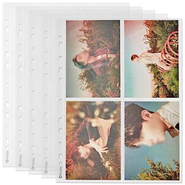 Imagem de hihaba Capa dupla face com 4 bolsos 10 x 15 cm (10 folhas de bolso cristalinas), páginas de refil de álbum de fotos (10 páginas) para cartões fotográficos Kpop Idol, cartões de beisebol, cartões de troca, para fichário com 3 anéis