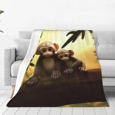 Imagem de Cobertor de micro lã ultramacio cobertor fofo casal macaco cobertor felpudo de flanela leve para sofá cobertor de pelúcia quente cobertores macios e aconchegantes para sofá-cama sala de estar todas as