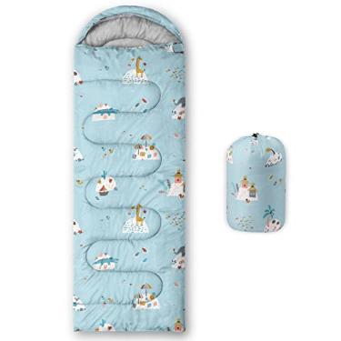 Imagem de Datura home Saco de dormir infantil para meninos e meninas, estampa de ilha animal, leve, quente, portátil, uso interno, impermeável, resistente ao clima frio, saco de dormir para acampamento e