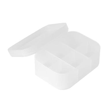 Imagem de Desktop Cosméticos Organizador Plástico Fosco Claro com Tampa Maquiagem Caixa De Armazenamento para Quarto Durável Transparente Elegante Matte Textura Dustproof Bancada (S Tamanho 6 compartimentos)