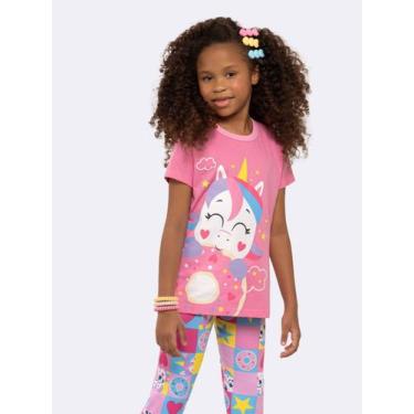 Imagem de Pijama Infantil Manga Curta com Calça Unicórnio com Glitter - Veggi, R