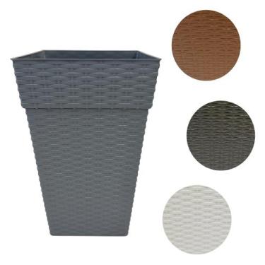 Imagem de Vaso Rattan Quadrado Plástico Decorativo Cores - PlasNew