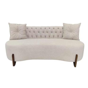 Imagem de Sofá 3 Lugares Orgânico Curvo Tókio 180cm Couro Bege - Mansão Decor