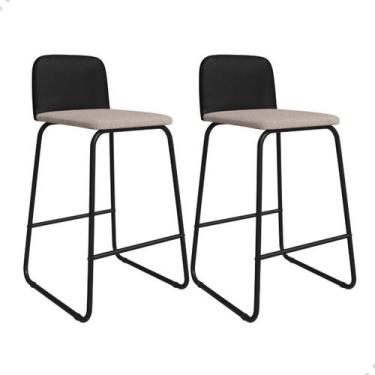 Imagem de Kit 2 Banqueta Alta Linho Bancada Balcão Churrasqueira Ferro Estofada 