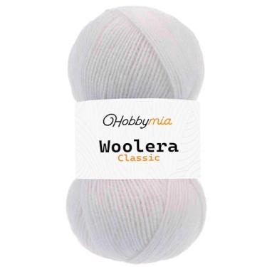Imagem de HobbyMia Fio de lã Woolera Classic - 100 g / 307 jardas - (3) Peso DK - 75% acrílico, 25% lã (branco, 1 novelo)