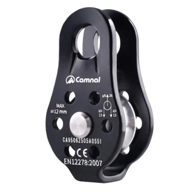 Imagem de Azarxis Polia de escalada 26kN placa fixa liga de alumínio polia pequena micro para resgate escalada transporte tirolesa Rigging Rapel resistente (preto - 26 kN)