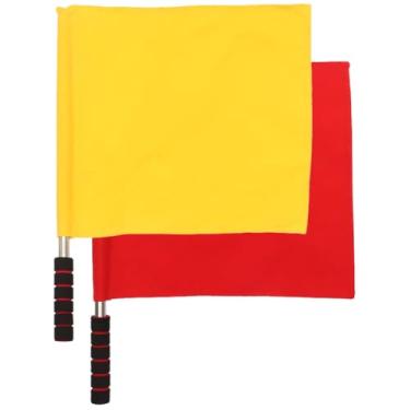 Imagem de BESPORTBLE 2 peças de bandeiras de vôlei - Cabo de esponja de aço inoxidável durável bandeira oficial para eventos esportivos - Uso de árbitro em pista de futebol e mais vermelho e amarelo brilhantes