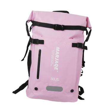 Imagem de simhoa Mochila de natação de 30 litros, bolsa seca, submersível, suporte para nadadeiras, multiuso para passeios de barco e caiaque, Rosa