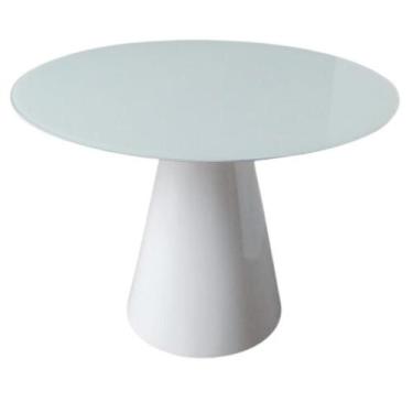 Imagem de Mesa de Jantar Cone 110 cm Laqueada + Vidro - Personal Decor, Branco