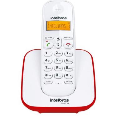 Imagem de Telefone Sem Fio Intelbras Ts 3110 Branco/Vermelho 4123101 - INTELBRAS