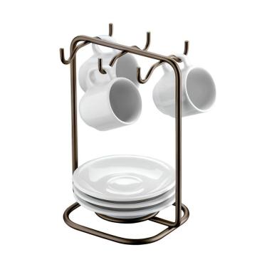 Imagem de Suporte Organizador Pires Xícaras Bancada Cozinha Cor Café - 1124CF Future