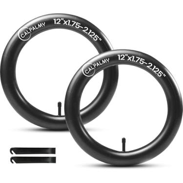 Imagem de CALPALMY (Pacote com 2) Tubos internos de substituição de bicicleta infantil de 30,5 cm x 1,75/1,95/2,4 cm - Substituição de tubo interno com válvula Schrader de 32 mm compatível com triciclo Schwinn Roadster, bicicleta infantil direcionável e mais