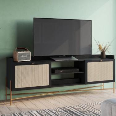 Imagem de Rack Argos 2 Portas 183cm Palhinha Pés metálicos Boho Móvel na Caixa, 