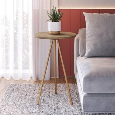 Imagem de Mesa Lateral de Apoio com pés metálicos 35X35cm Freedom Móvel na Caixa