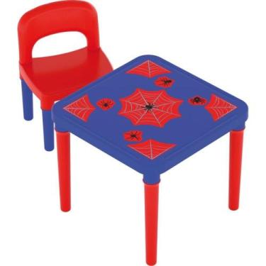 Imagem de Mesinha e Cadeira Infantil ARANHA com Adesivos e Espaço para Materiais